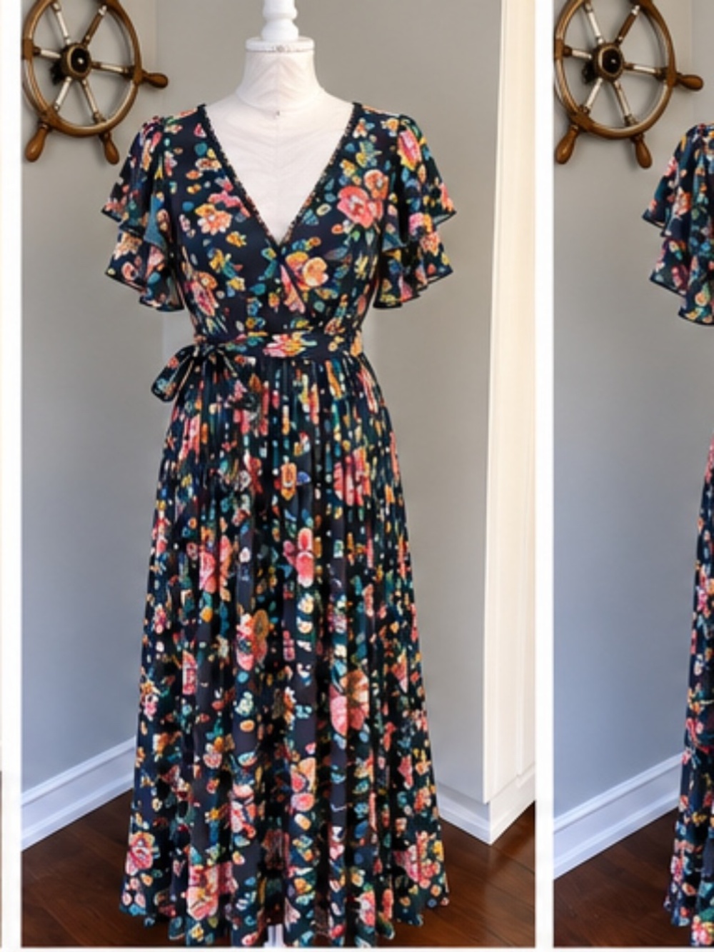 ML Monique Lhuillier Floral-Print Satin Dress